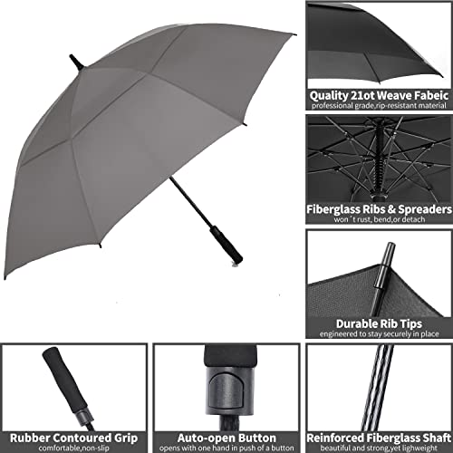 Image of MRTLLOA Automatic Open Golf Umbrella, 62 /68 Inch Extra-Large Oversized Double Canopy Vented Windproof Waterproof Stick Rain Golf Umbrellas for Men and Women