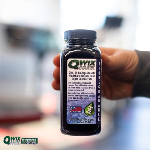 Qwix Mix Windshield Washer Fluid Concentrate, 1 Bottle Makes 55 Gallons - 100% Biodegradable Grime & Dirt Remover, Superior Commercial Grade Glass Cleaner, Single - Thumbnail 7