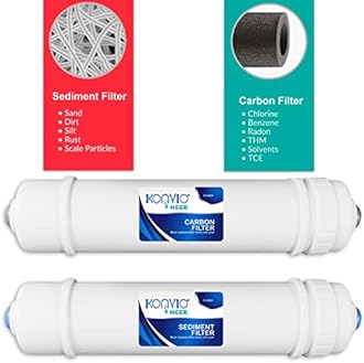 Konvio Neer 8 Inch Alkaline Cartridge, Carbon and Sediment Filter, Inline Filter Set for All RO Water Purifier