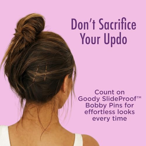 Goody SlideProof Bobby Pins - 50 Ct, Metallic Blonde, High Gloss Bobby Hair Pins for Styling, Lock In Style, Comfortable, Pain-Free Hair Accessories for Women & Men, All Hair Types
