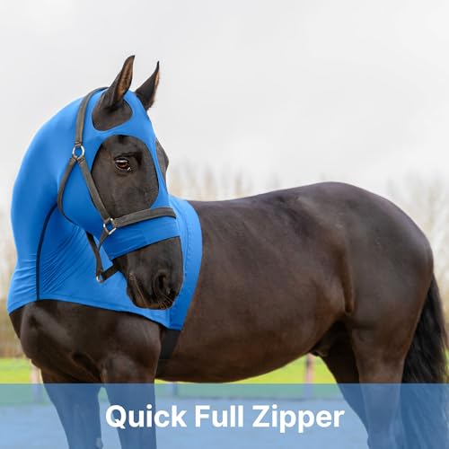 Image of Resistance Horse Hood Slinky Lycra Zippered Mane Braid Shoulder Guard - Horse Sleazy Slickers Care Sheet