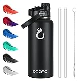 Opard Insulated Stainless Steel Water Bottle, 32oz Reusable Metal Water Bottles with Straw and Spout