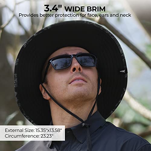 Kastking Fishing Hiking Hat For Men, Sun Protection, Pattern Beach Boonie Hat, Adjustable, Breathable Bucket Golf Hats For Women, Boulder Camo Obsidian Black #TOP4