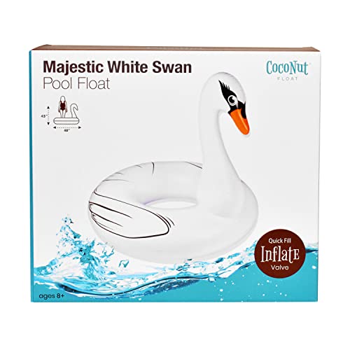 Coconut Float Majestic White Swan Pool – Inflatable Pool Ring Float – Durable Long Lasting Lounge Tube And Water Toy – Fun Decoration For Parties, Events – Ages 8+ Years #TOP5