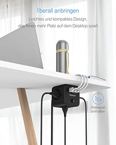 TESSAN Power Strip Cube Stekkerdoos met 3 Stopcontacten en 3 USB, Meervoudige Stekkeradapter met Schakelaar, USB… - Image 4