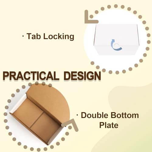 Image of WIFTREY 50 Pack 8x4x3 Small Shipping Boxes for Packing Small Business, White Corrugated Cardboard mailing Box for Shipping