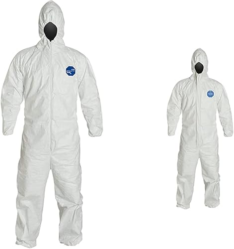 Tyvek Traje desechable de Dupont con muñecas elásticas, tobillos y capucha (3XL) Blanco