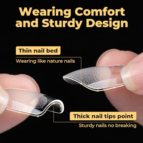 Image of UNA GELLA Extra Short Square Nail Tips 240 Pcs - Pre-Etched Soft Full Gel Nail Tips Square Press on Nails, Clear Acrylic Fake Nails for Extension - DIY Salon at Home, 12 Sizes Included