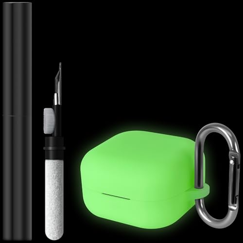 Geiomoo Soft Silicone Cover for Samsung Galaxy Buds 4 Pro Case, Samsung Galaxy Buds 4 Case, Funny Cartoon Game Design with Carabiner (Luminous Green)