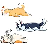 MDLUFY かわいい 犬ウォール ステッカー 防水 ハスキー 秋田犬 ブルドッグ 眠っている犬 車やバイク キズ隠し 凹み隠し 装飾シール 取り付け簡単 汎用 車ドア 窓 すてっかー 3匹セット Sサイズ