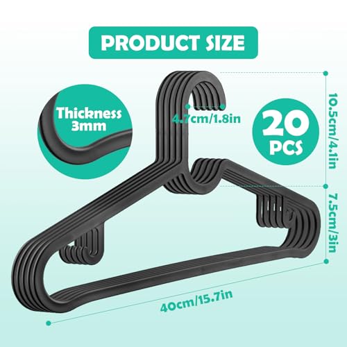 ZUPAPJO 20 Stück Kleiderbügel Platzsparend, Kleiderbügel Kunststoff, Bügel Schwarz, Ultradünne Bügel, Hangers Clothes mit Haken, für alle Arten von Kleidung Geeignet, Klassisch und Minimalistisch