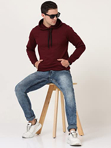 Image of Ideation Men's Cotton Hooded Neck Solid Full Sleeve Hoodies with Kangaroo Pocket