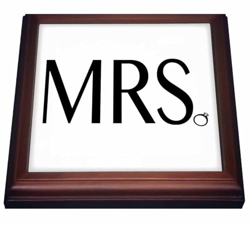 3dRose trv_186247_1 Mrs. Bride to Be. Black.-Trivet with Ceramic Tile, 8" x 8", Brown