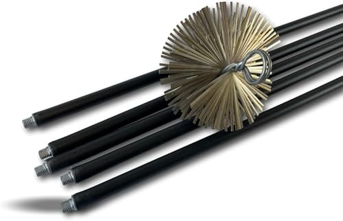 Kit de ramonage classique conduits non gainés | Hérisson acier plat | Ø 125 mm | 5 * 1,4 m | 5 cannes noires Ø 17mm creuses | Cheminées | Kibros 4KIT125ACO