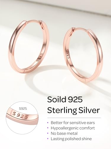 Image of ChicSilver 925 Sterling Silver Huggie Hoop Earrings Small Hoop Earrings for Women Hypoallergenic Silver Huggie Earring Cartilage Earrings for Women (6 /8 /10 /12 /14 /16 /18 /20MM)
