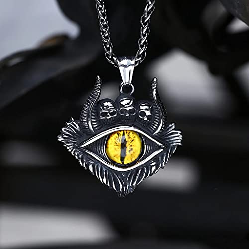 Collier pendentif tête de mort pour homme en acier inoxydable gothique YABEME