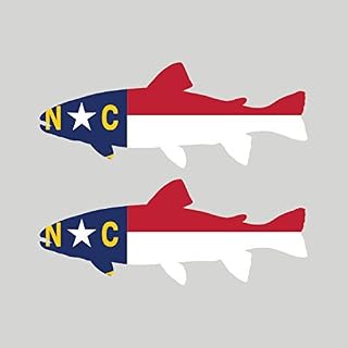 Magnet Two Pack North Carolina State Shaped Trout Magnetic Vinyl NC Fly Fishing Fish Car Magnet Bumper Sticker