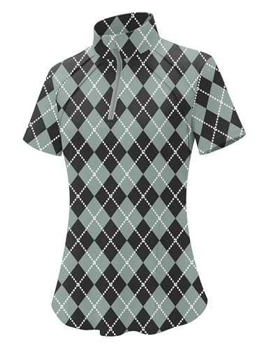 Image of LOMON Womens Golf Polo Shirts Summer Short Sleeve 1 /4 Zip Tops Moisture Wicking Casual Tennis Activewear with Pockets