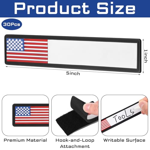 Locmeo Tactical PVC Writable ID Patches Name Number Tag with Hook and Loop Patches Ammo Size Pistol Model Tool Classification for Tactical Backpack Hat Bag Vest (White,5 Inch,American Flag) by Locmeo - Image 2