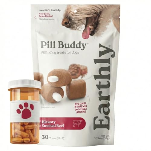 Presidio Earthly Pill Buddy Naturals - Beef Recipe Pill Hiding Treats for Dogs - Make A Perfect Pill Concealing Pocket Or Pouch for Any Size Medication - 30 Servings