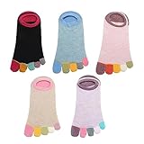 Leadigol 5 Pairs Toe Socks, No Show Cotton Low Five Finger Socks, Women's Toe Socks for Running, Cotton Five Finger Socks, Anti-Slip Fashion Socks