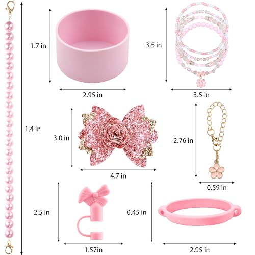 Hpebl 10PCS Flower Accessories for Stanley Cup 30 40oz Tumbler, Pink - image 3