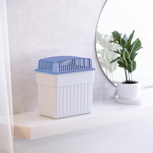 WENKO Feuchtigkeitskiller mit 2 kg Granulatblock, Raumentfeuchter, fasst bis zu 2, 8 l Feuchtigkeit, laborgeprüft, nachfüllbar, reduziert Schimmel & Gerüche, 23 x 24 x 15, 5 cm, Grau/ Blau-7