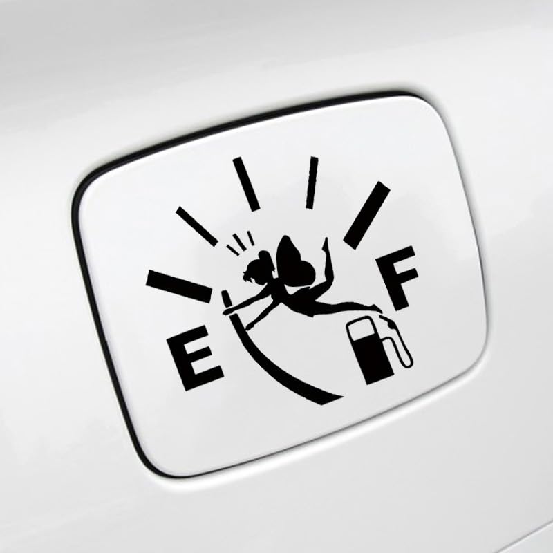 2PCS Fuel Tank Cap Decal 4.72"x4.72" Vinyl Sticker with Gas Gauge Fairy Design Funny Running on Empty Car Sticker for Vehicles Motorcycles | #AZ57 (