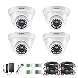 ZOSI 4 Pack 2.0MP HD 1080P Security Cameras Kit TVI/CVI/AHD Indoor Outdoor 80ft Day Night Vision CCTV Dome Home Cameras For 720P/1080N/1080P/5MP/4K HD-TVI AHD CVI Analog DVR Systems(White)
