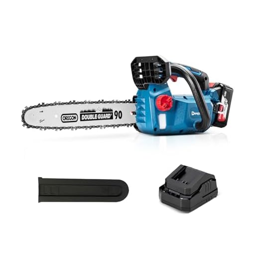 DongCheng Motosega a batteria 18 V, motore brushless, barra OREGON da 30 cm, tensionamento catena senza attrezzi, lubrificazione automatica della catena, incl. batteria da 4,0 Ah e caricabatteria