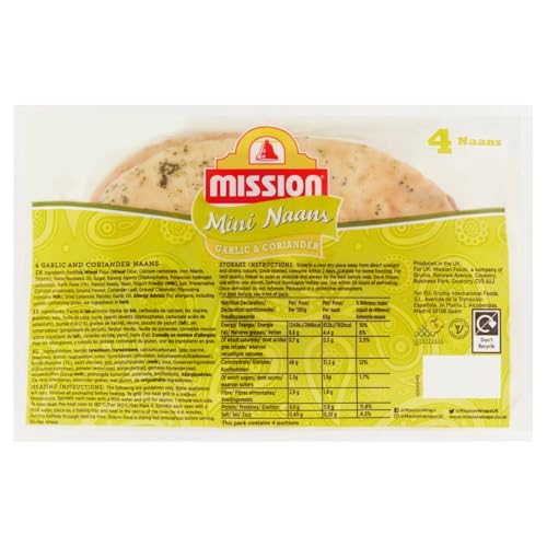 Mission 4 Mini Naans Garlic & Coriander 4Pk × 6