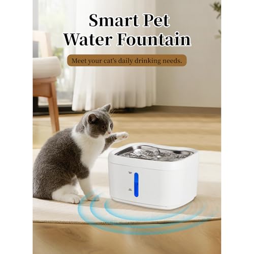 Fuente de agua automática para gatos 2.5L con batería miniatura 2