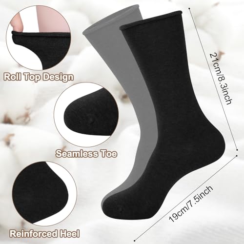 Image of Chalier 5 Pairs Slouchy Socks for Women, Soft Cotton Crew Socks | Breathable Blend, Elastic Cuff, Cute Roll Top, Calf Scrunch Tube, Easy Pull On, Flexible Stretch Motion, Casual Daily Wear