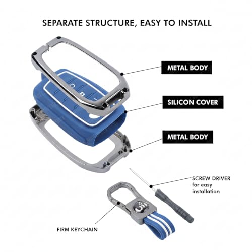 Image of SHOPOFLUX Metal Key Cover Compatible with Tata Tiago | Nexon | Altroz | Curvv | Safari | Storme | Zest | Bolt | Tigor | Punch | Hexa 3 Button Flip Key