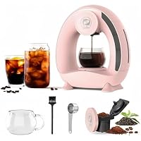 i Cafilas Kaffeemaschine für gemahlenen Kaffee,Mini Q Americano 2-in-1-Kaffeebrüher, Mini One Cup Kaffeebrauer/Teebereiter mit Kaffeefilter, Elektrische Kaffeemaschine Mini,120-240 ml, Rosa – Ansicht 1