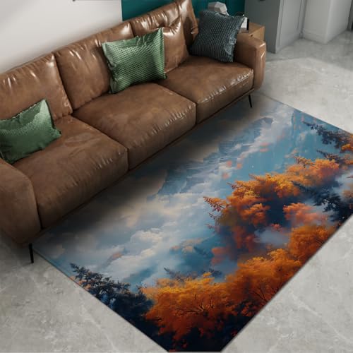 Tapis 120x150cm extérieur et intérieur lavable antidérapant pour salon et patio moderne