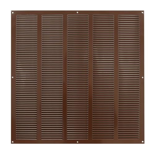 Griglia di ventilazione in metallo marrone, 500 mm x 500 mm, con zanzariera – rete anti-insetti / moderna copertura piatta