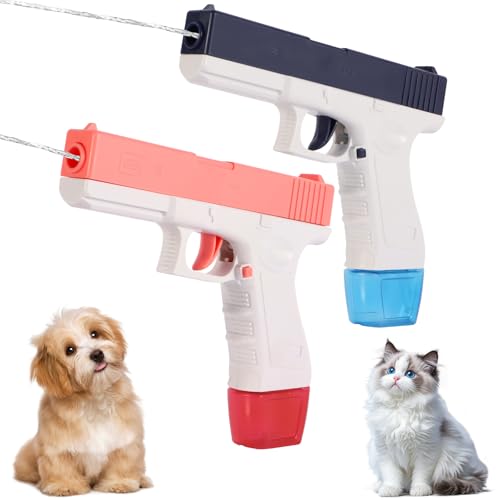 2 Pack Squirt Spray for Cats Dogs Training Squirt for Cats Deterrent Water Spray Pistols for Dogs Pets Training Detachable Water Tank Design for Reduced Leaks (Blue & Pink)