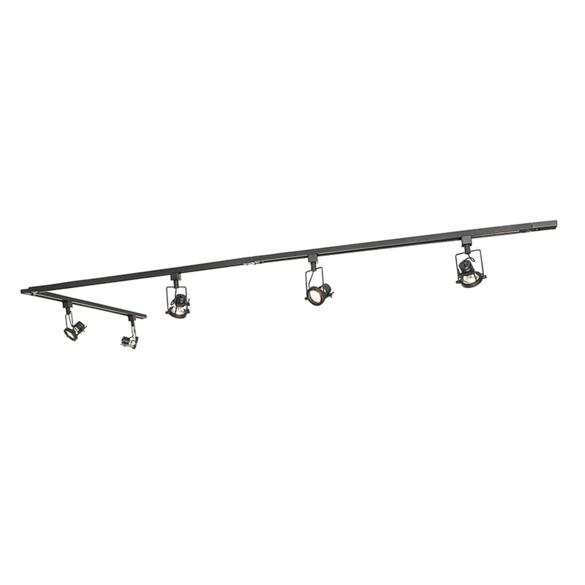 QAZQA Industrial Sistema de carril con 5 focos monofásicos negros - Suplux Aluminio/Acero/Plástico Alargada Adecuado para LED Max. 5 x 50 Watt