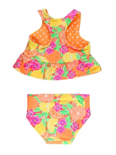 Image of RuffleButts Baby /Toddler Girls UPF50+ Sun Protected Reversible Peplum 2 Piece Sleeveless Tankini