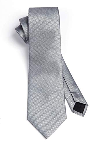 Image of HISDERN Ties for Men Plaid Checkered Tie with Pocket Square Woven Business Formal Necktie Handkerchief Set Wedding Party