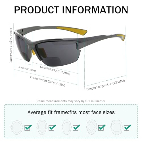 Image of Eyekepper Bifocal Sunglasses for Women Men, Rectangular Frame