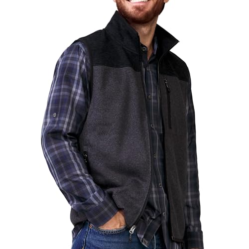 Image of Charcoal Color Block Fleece Vest with Full Zip
