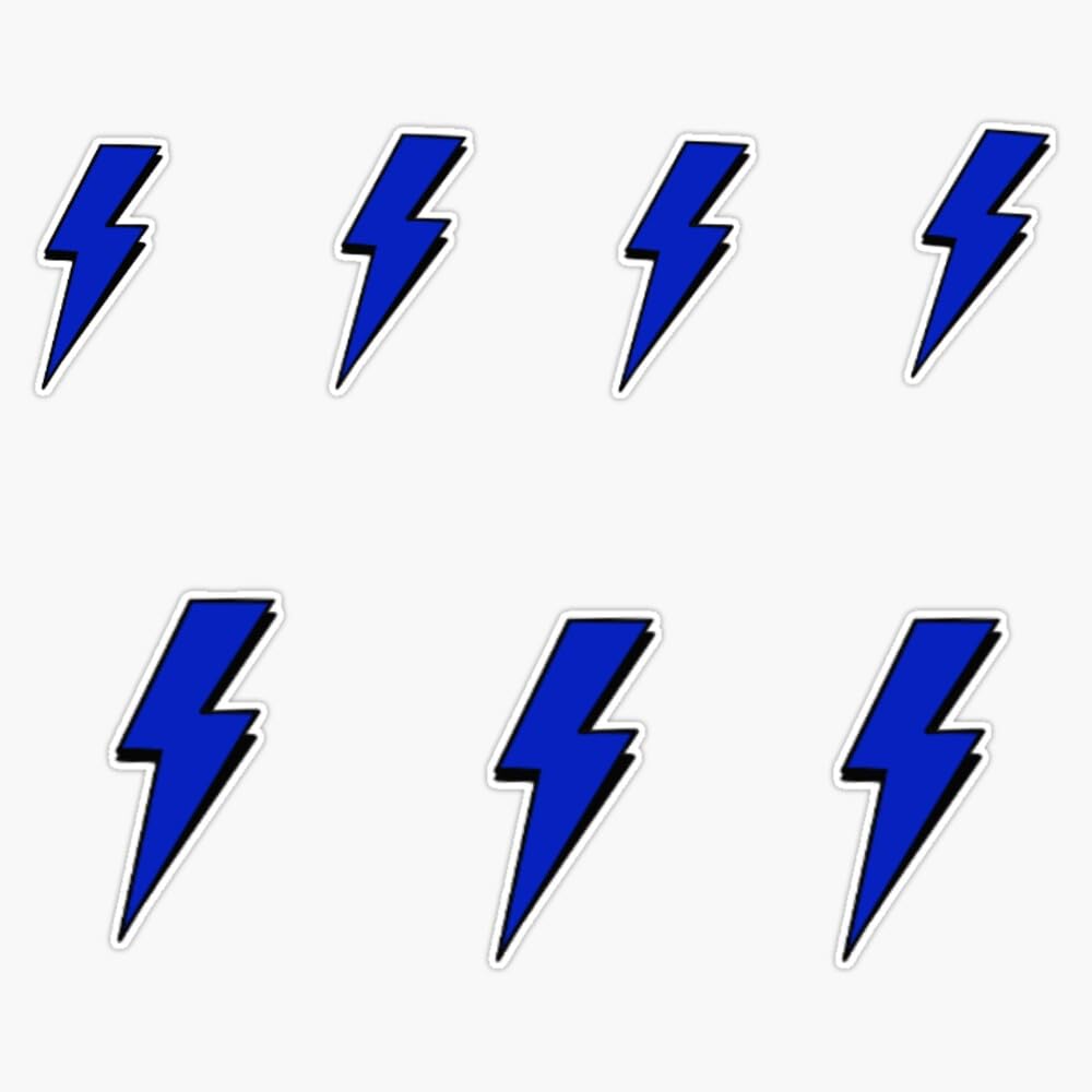 Blue Lightning Bolt Set Bumper Sticker Vinyl Decal 5"