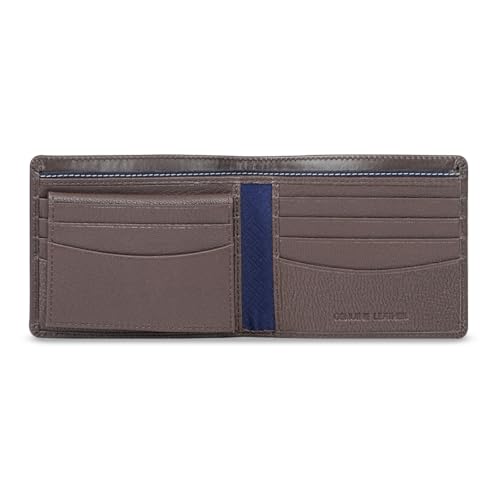 Image of Tommy Hilfiger Men's Leather Wallet Pocos | Brown Solid Passcase Bi-Fold with 12 Card Slots | Stylish Purse for Gents