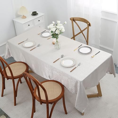 Nappe de table rectangulaire grise 140x200cm en jacquard moderne - 3