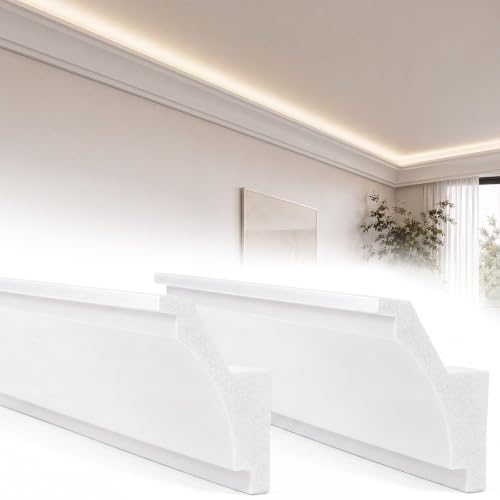 Image of Pushglossy 9 PC 47.2 inch(Total 35.4ft) Ceiling Crown Molding with LED Duct Kit