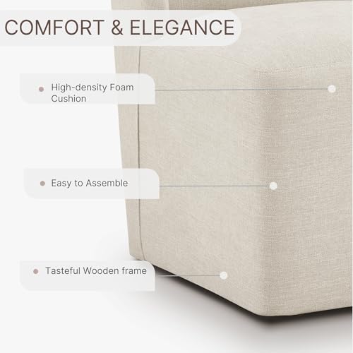 Image of KISLOT Upholstered Dining Chairs Set of 2 with Casters, Wingback Modern Side Armless Deskchair with Rollers for Diningroom Bedroom Livingroom Reading Room, Cream Beige Fabric