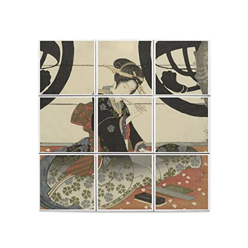 Carreaux céramique décoratifs estampe japonaise geisha pour tableau mural