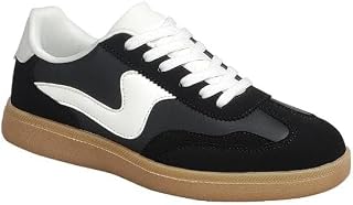 Forever Link Modern-12 Women's Low Top Lady Sneakers Lace-up Fashion Shoes (Black, US Footwear Size System, Adult, Women, Numeric, Medium, 10)